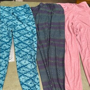 Kids Patterned Leggings Set - Blue, Gray, Pink